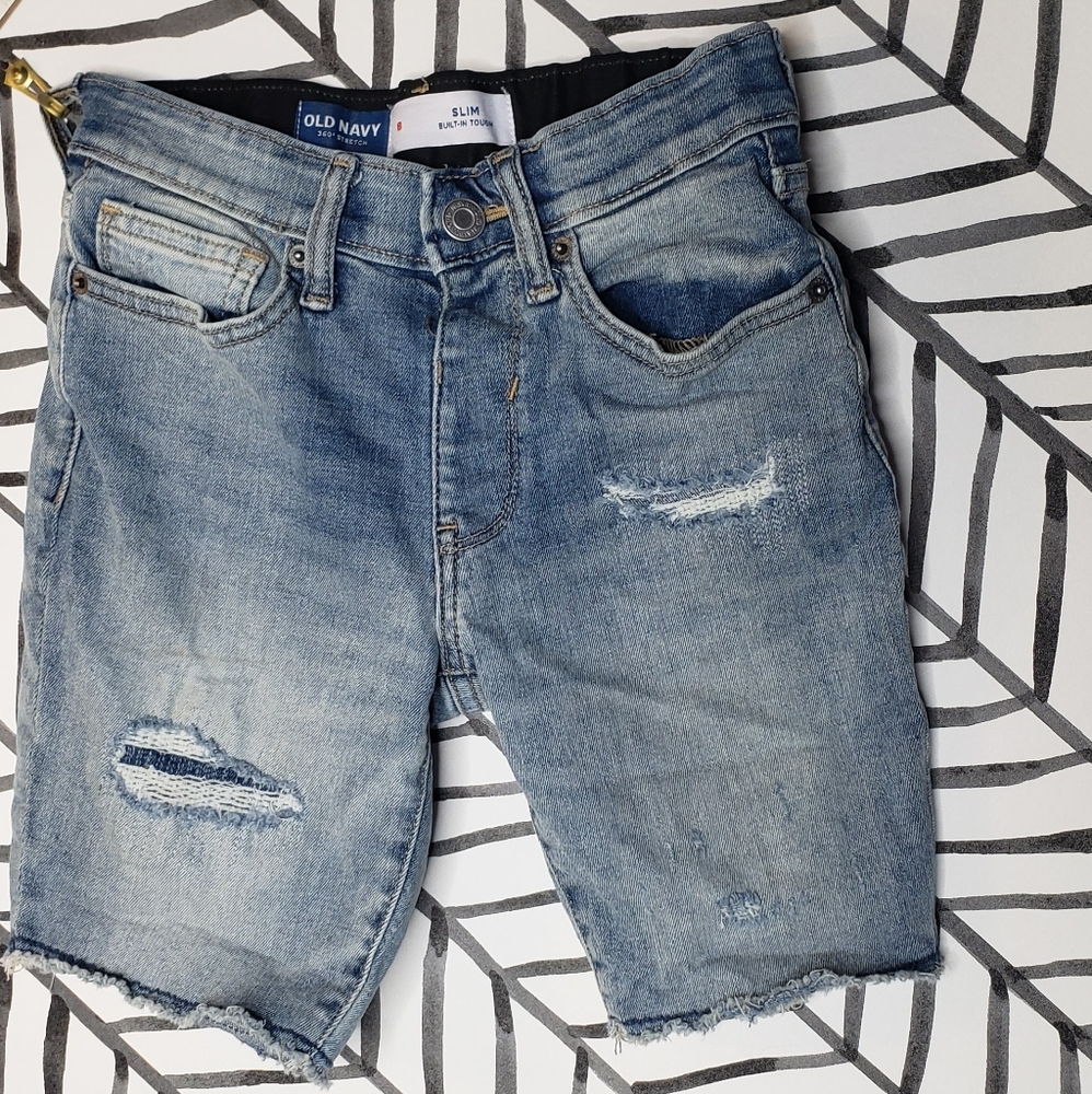 Boys size 8 distressed denim shorts